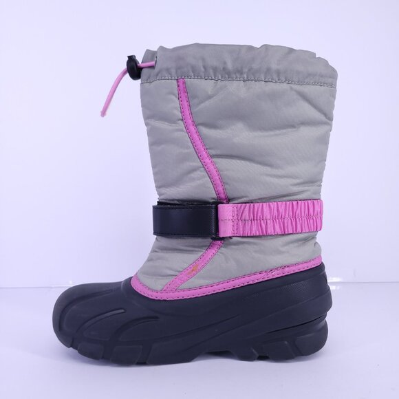 Sorel Flurry Youth Winter Snow Boots Gray Pink Black NY1965-061 Size 3 - Picture 3 of 16